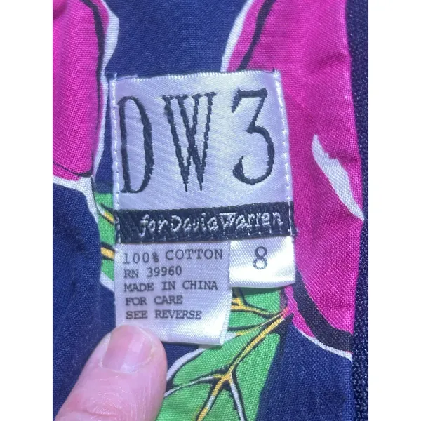 DW3 for David Warren Cotton Tropical Floral Print Sheath Dress Women's Sz 8 - Image 4