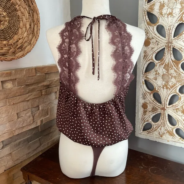 Abercrombie & Fitch Brown Polka Dot Bodysuit size M - Image 3