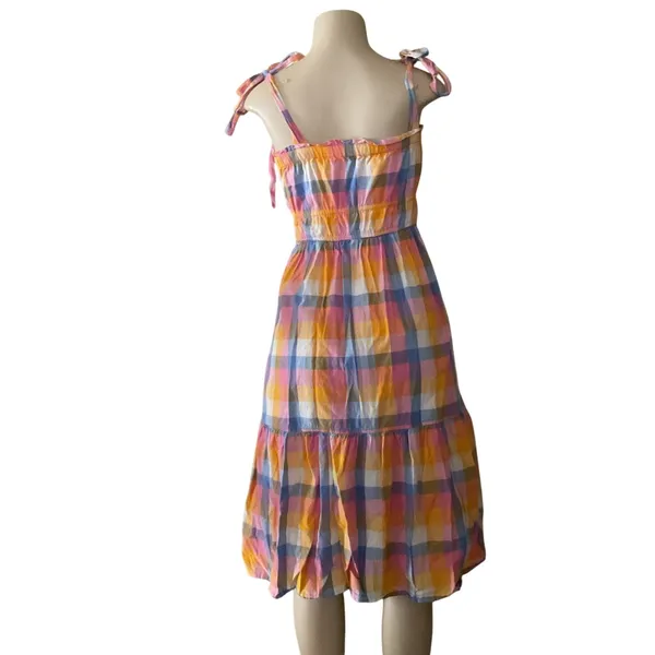 Free Assembly Plaid Midi Dress Women’s Size S Pink Blue Yellow Cottagecore - Image 2