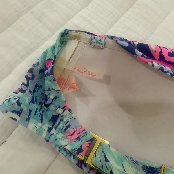 Lilly Pulitzer Bandeau Bikini Top Strapless Swimsuit Top Blue Pink Multicolored - Image 4