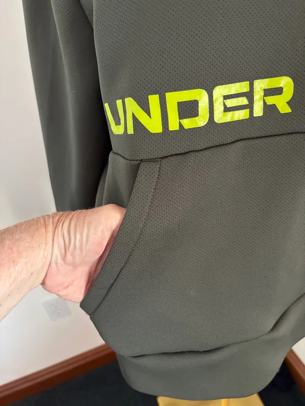 Under Armour Olive Half-Zip Pullover with Neon Yellow Logo Band - Image 5