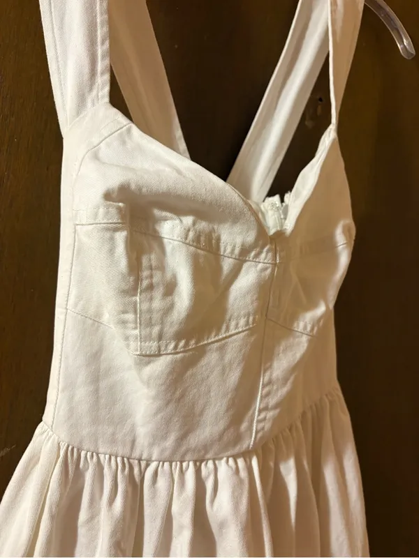 Forever That Girl Anthropologie White Denim Midi Dress - Image 6