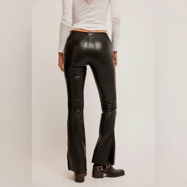We the free LEVEL UP VEGAN‎ SLIT PANTS IN BLACK BY FREE PEOPLE size 25 - Image 3