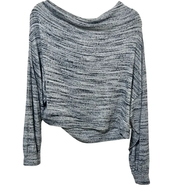 Free People We the Free Off Shoulder Burnout Top Large Gray - Image 5