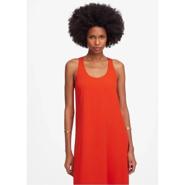 Madewell Dress Small Sleeveless‎ Scoop Neck Midi Bright Orange Relaxed NU577 - Image 2