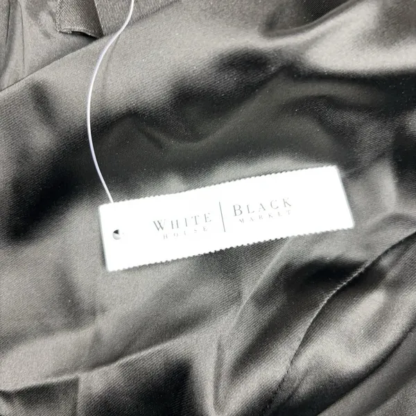 White House Black Market Dress Womens 12 Black Satin Sheath V-Neck Knee Length - Image 3