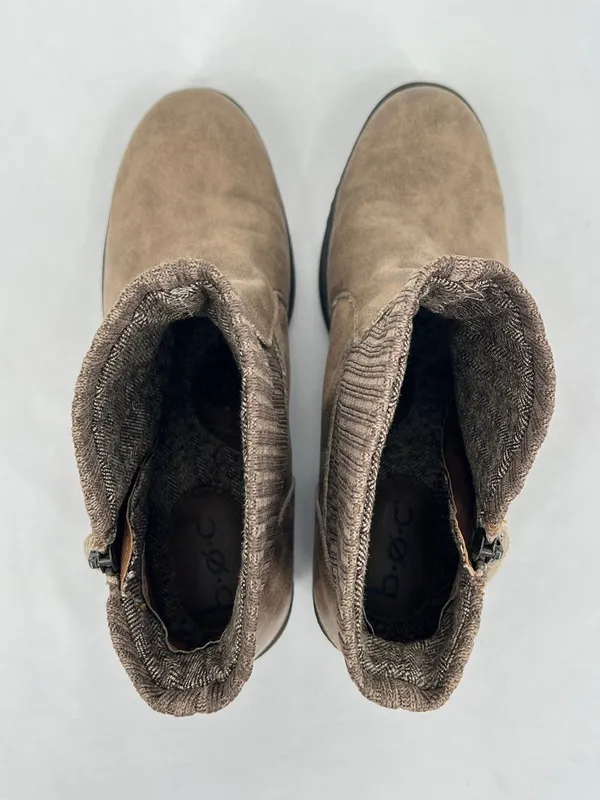 b.o.c. Born Bendell Taupe Faux Leather Knit Collar Tassel Ankle Booties 9M - Image 5