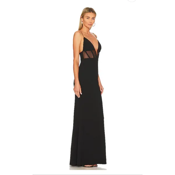 Nookie Sade Mesh Gown Black Size Medium $319 Retail - Image 8