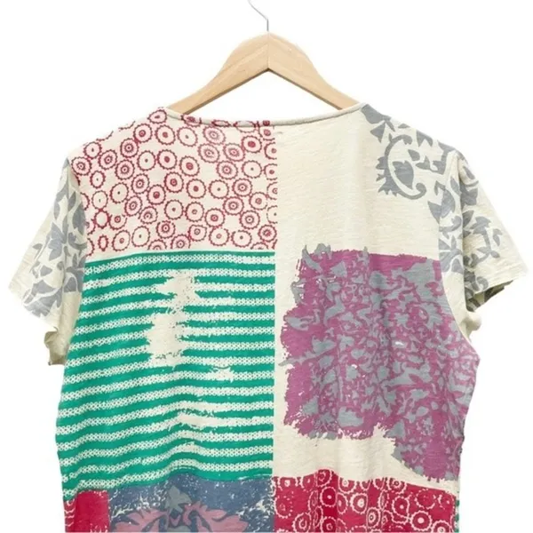 Sundance World Citizen Patchwork Crochet Detail Short Sleeve Top Size Medium - Image 8