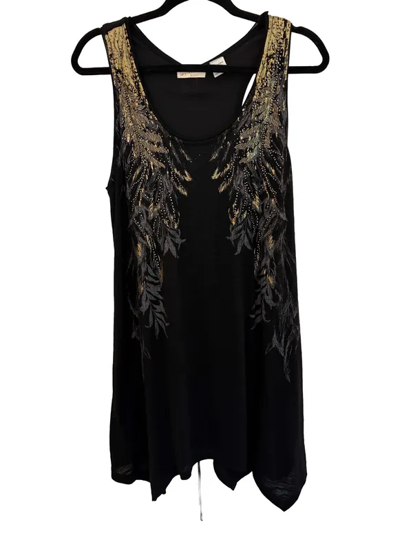 Miss Me Black Embellished Lace Up Back Handkerchief Mini Dress - Image 9