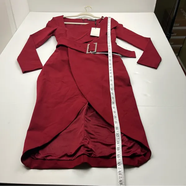 Lavish Alice Ruby Long‎ Sleeve Ponte Midi Dress Burgundy Womens US Size 6 NEW - Image 12