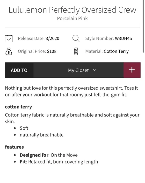 Lululemon Perfectly Oversized Crew Porcelain Pink 6 - Image 9