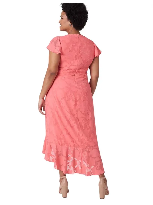 Lane Bryant Midi Faux Wrap Dress Coral Size 18 Summer Wedding Special Occasion - Image 11