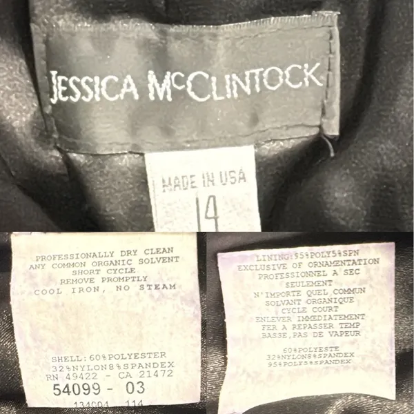 VTG Y2K Jessica McClintock Black Strapless‎ Ruched Mini Cocktail Dress LBD Sz 14 - Image 10