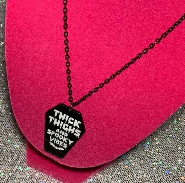 Handmade Thick Thighs and Spooky Vibes Necklace Gothic Jewelry Halloween witchy emo goth - Image 15