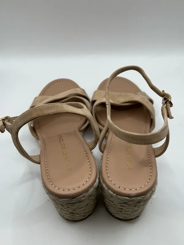 Stuart Weitzman Dayna Suede Espadrille Wedges 6.5 neutral suede crisscross vamp - Image 8