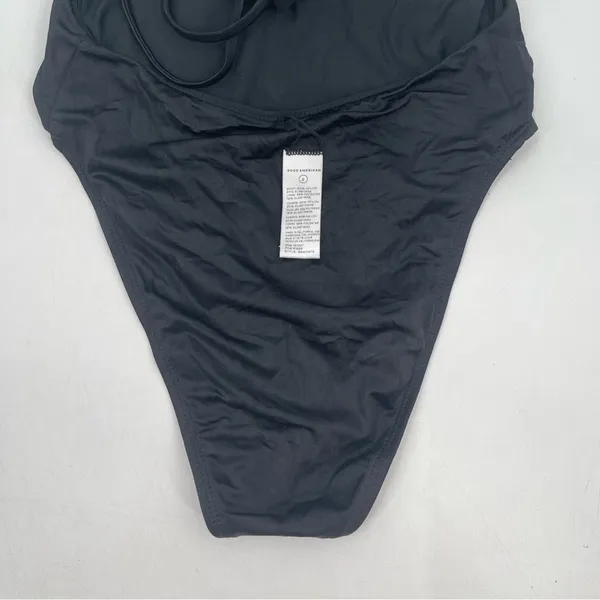 Good American NEW Swimsuit Medium One Piece Shine Barely There Black Tie NWOT - Image 10