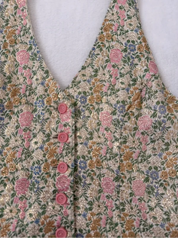 Fairycore Floral Brocade Halter Vest Whimsy Goth Cottagecore Boho Top - Image 3