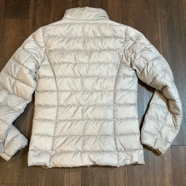 Eddie Bauer 650 Down Puffer Jacket Beige Quilted Full Zip Women XS Lightweight - Image 7