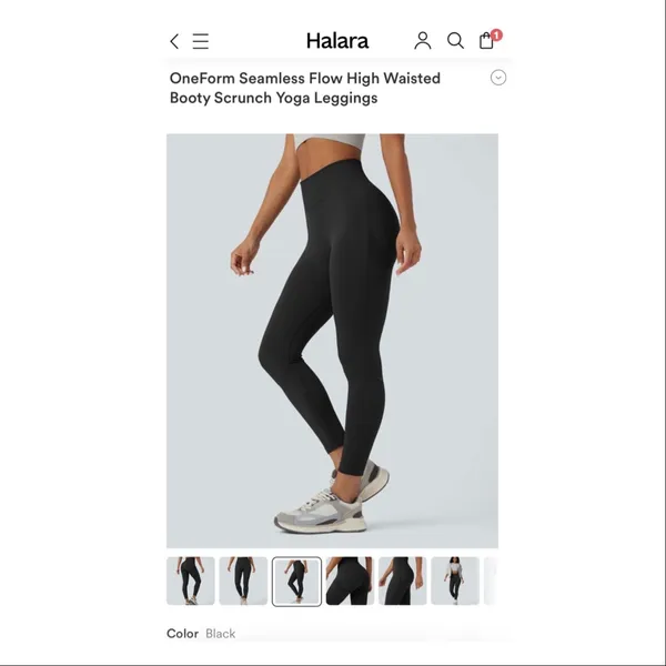 NWT HALARA OneForm Seamless Flow High Waisted Booty Scrunch Yoga Leggings Black - Image 3