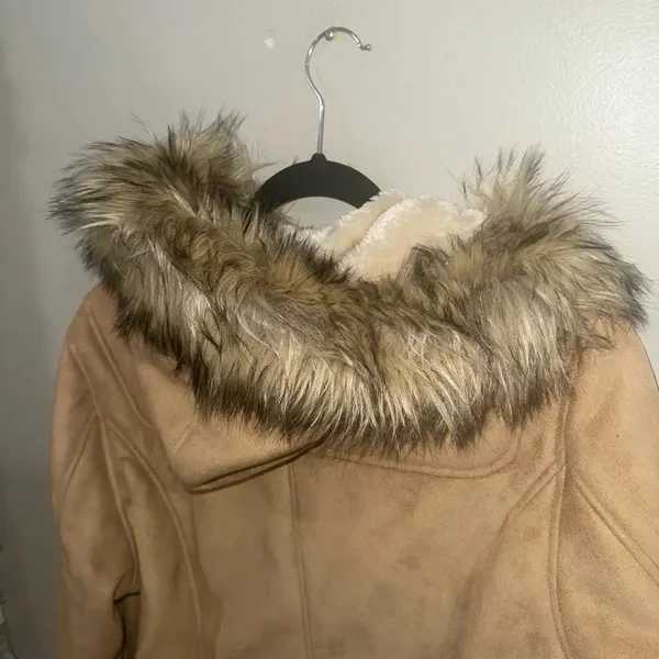 Vintage KC Collections Women’s XL‎ Beige Faux Fur Hooded Jacket Coat - Image 6