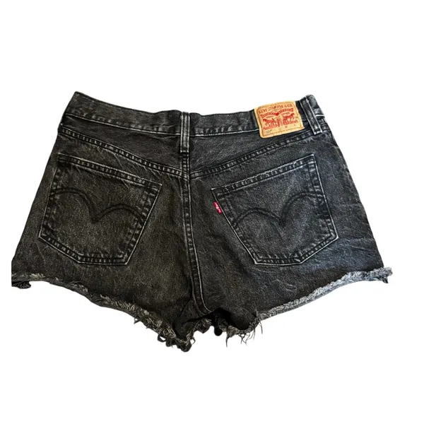 Y2K Red Tab Levi’s 501 Black Cutoff Micro Shorts W29 High Rise Button Fly - Image 3