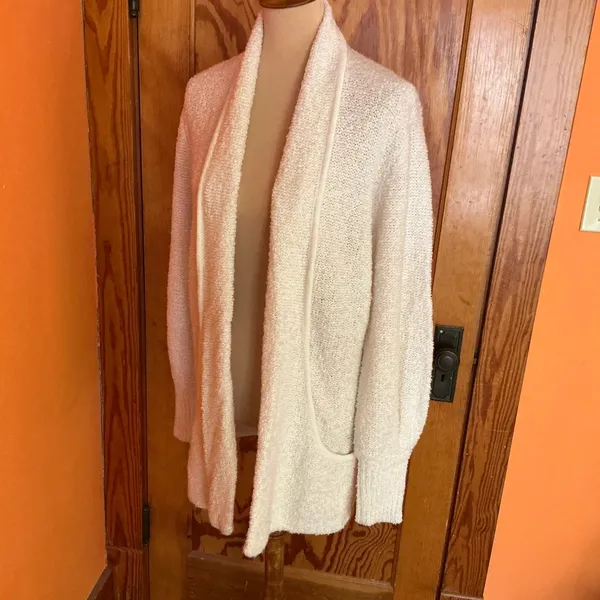 Vtg 90s fuzzy oversized cream cardigan - Image 7