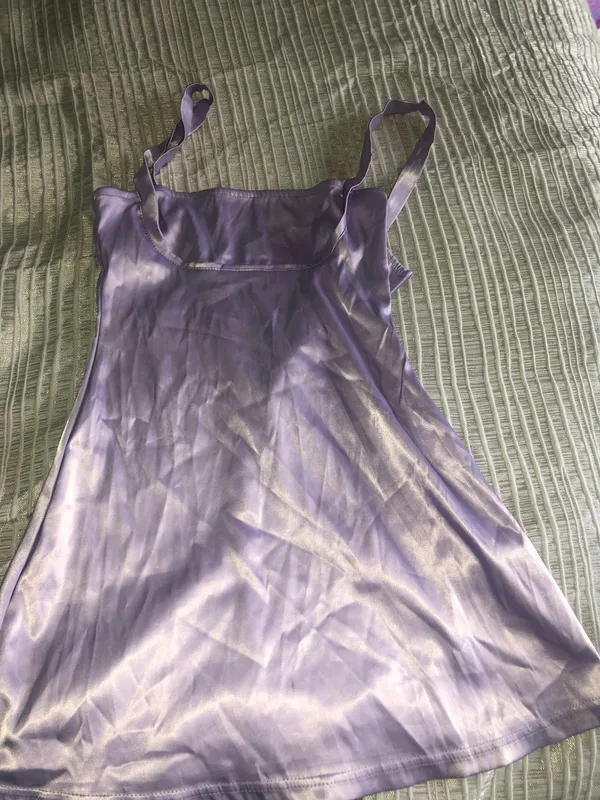 Satin Bodycon Dress Purple Size XS - Image 2