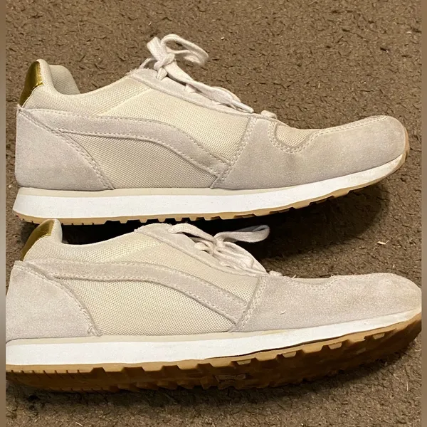 J. Crew City Sneakers Womens White‎ Gray Suede Leather BC254 Size 9 - Image 2