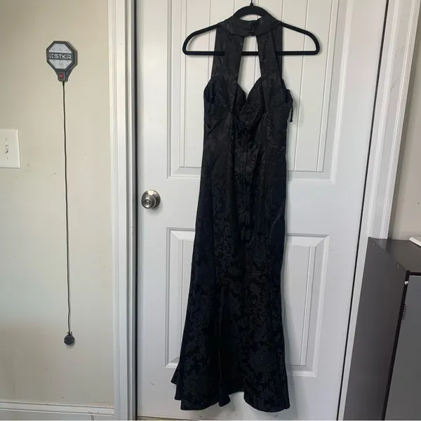 Vintage‎ Gunne Sax black brocade mermaids embellished beaded maxi gown size 7 - Image 4