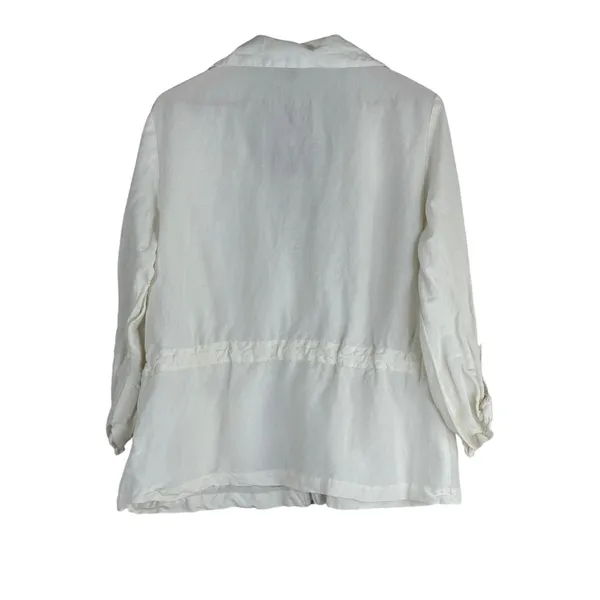 NWT Darjoni Utility Solid Linen Blend Jacket White Coastal Drawstring XL Size XL - Image 4