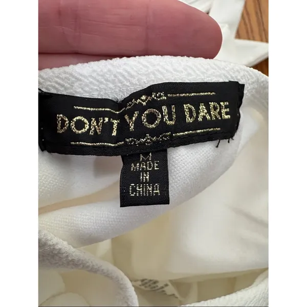 Don't You Dare Little White Dress Cream‎ Midi V-Neck Criss Cross Back Medium NEW - Image 4
