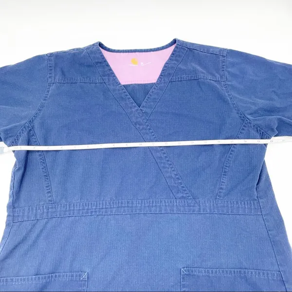 Carhartt Women's Navy Blue Short Sleeve Ripstop V-neck Nursing Scrub Top Medium - Image 6