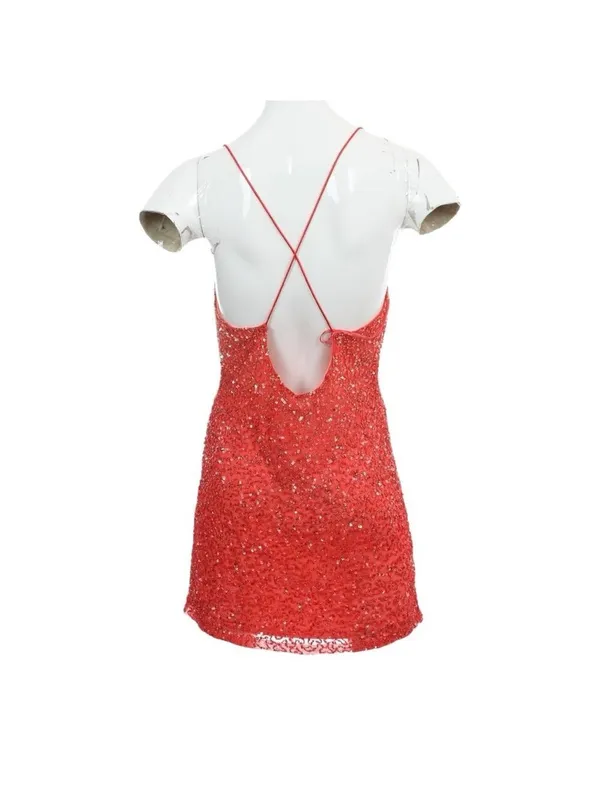 Retrofête Coral Sequin Mini Dress XL NWT - Image 4