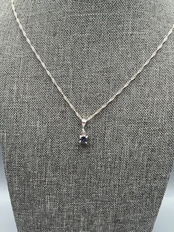 Sterling Silver Very Pretty Multi-green Crystal 925 Signed Pendant/ Silver plated Chain - Image 7