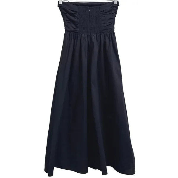 WAYF Olivia Midi Dress Women‎ XS Black Pleated Convertible Strapless Cotton -NEW - Image 4