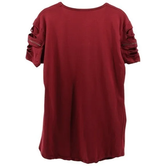 Lagos‎ Wine Red "Live Free" Three Dimensional Tee Artsy Grunge Novelty Rocker XL - Image 4