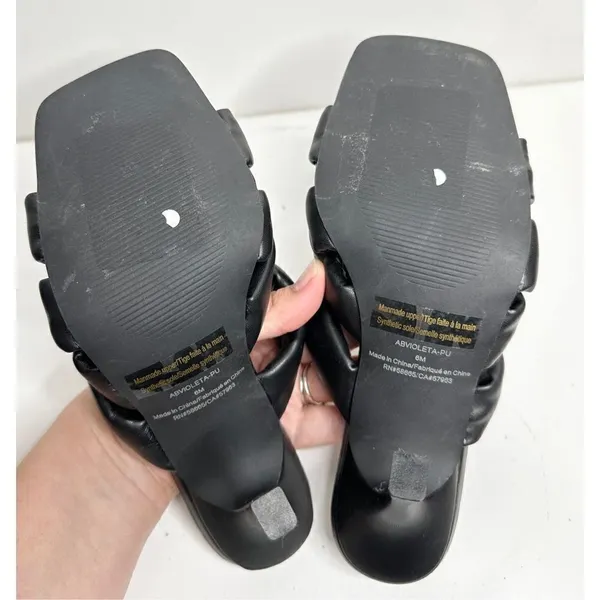 Abound Sandals‎ Size 6 Black Square Toe Woven Stiletto High Heels - Image 9