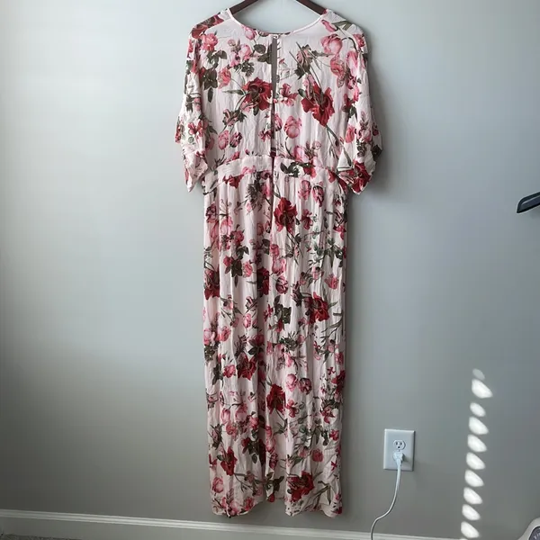 Suzanne Betro floral short sleeve maxi dress plus size 1X - Image 3