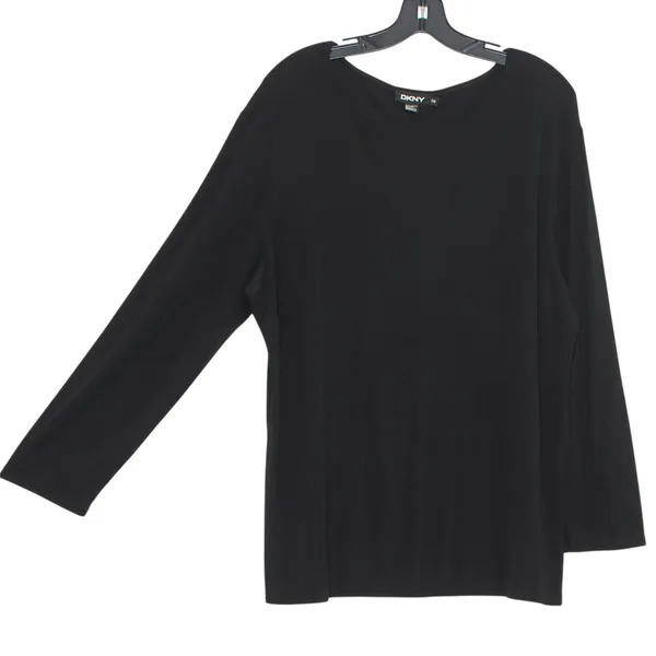 DKNY Top Minimalist Travel Casual Versatile Effortless Classic Staple‎ Black 3X - Image 2