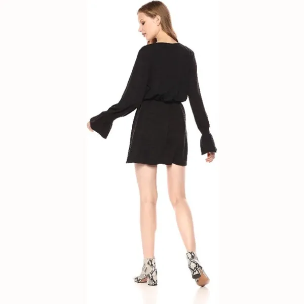 Black Soft Knit Bell Sleeve Mini Dress Flute | The Fifth Label - Image 4