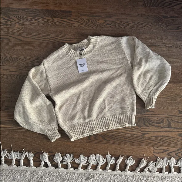 Princess Polly Tan cable knit oversized jumper sweater NWT - Image 3