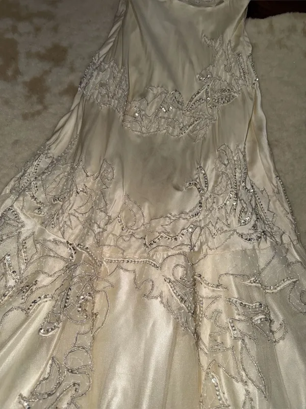 VTG Sue Wong Nocturne Silk Beaded Mermaid Wedding Dress Ivory Gown Sequin formal - Image 9