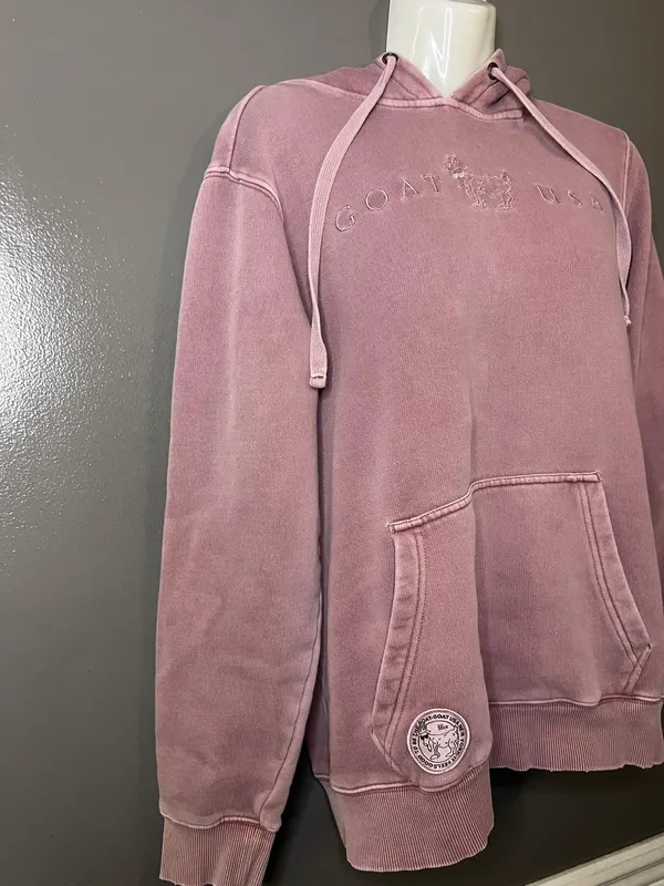 GOAT USA Hoodie Sweatshirt Womens XS Pink Embroidered Logo Fleece Pullover - Image 3