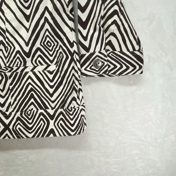 Chicos Blazer Jacket‎ Womens 2 Large Cotton Blend brown cream geometric - Image 2