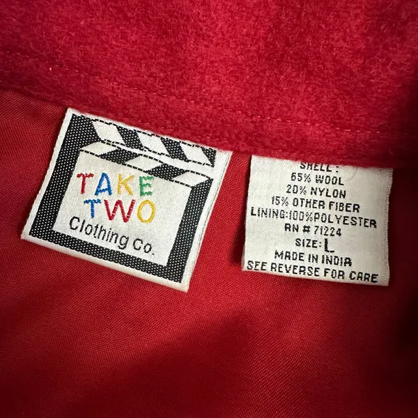 Take‎ Two Red Wool Blend Holiday Jacket Snowman Embroidered Christmas Women’s L - Image 2