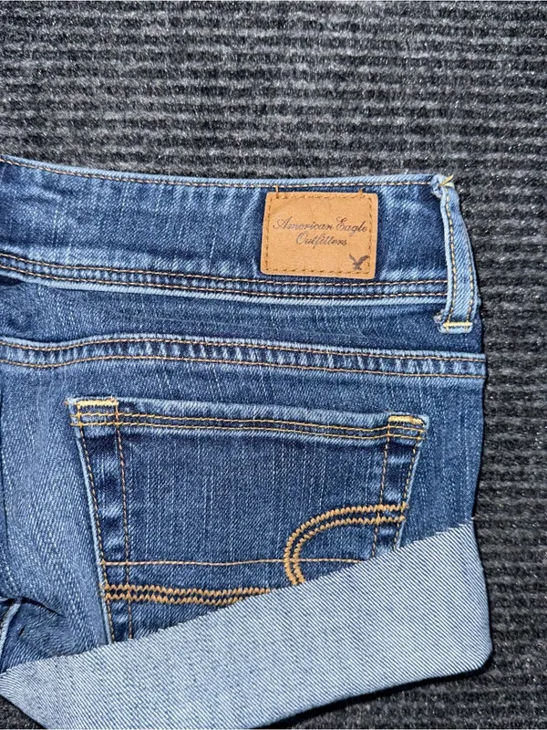 American Eagle Low Rise Micro Mini Denim Shorts Sz 0 Y2K Grunge 2000s - Image 4
