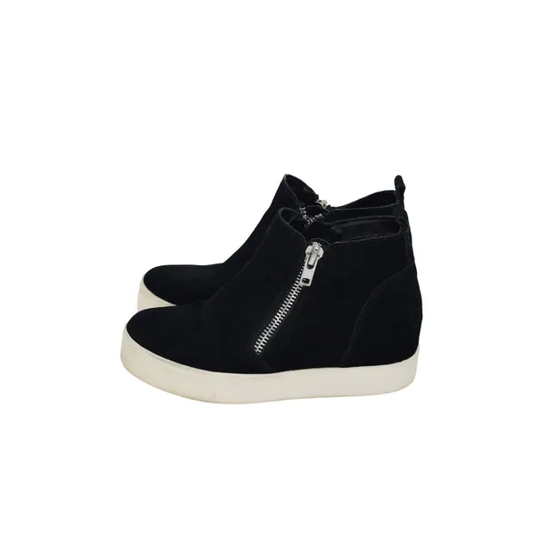 Steve Madden Black Suede‎ Leather Wedgie Hidden Wedge Zip Up Ankle Boots - Image 4