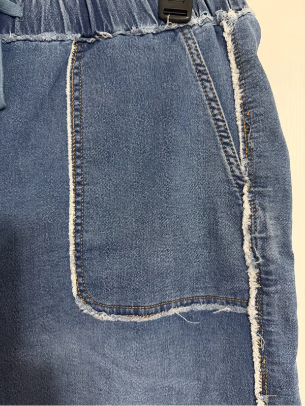 Tractr Wide Leg Denim Pull-On jeans rayed detail big pockets medium boho grunge‎ - Image 5