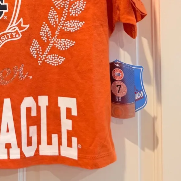 E5‎ College Classics Cropped T-Shirt Orange Auburn War Eagle Women Medium NWT - Image 8